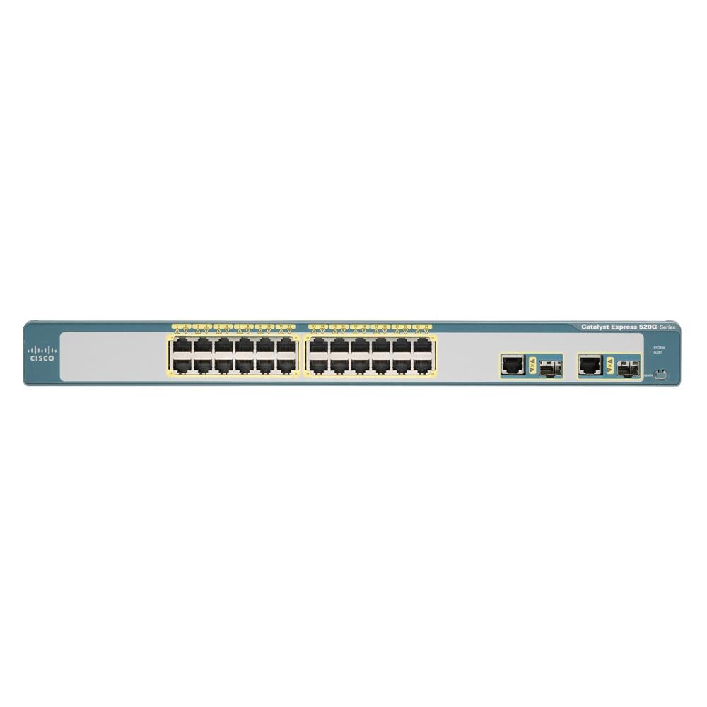 Cisco Catalyst Express 520-24PC-K9, Gestito, L2, IEEE 802.1D, IEEE 802.1p, IEEE 802.1Q, IEEE 802.1w, IEEE 802.1x, IEEE 802.3, IEEE 802.3ab, IEEE 802. , RMON 1, RMON 2, RMON 3, RMON 9, SNMP 3, HTTP, HTTPS, Ethernet, Ethernet, Fast Ethernet - Foto 1